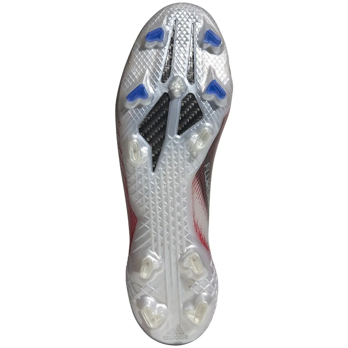adidas X Ghosted .1 Firm Ground Cleats - Silver Metallic/Core Black/Scarlet