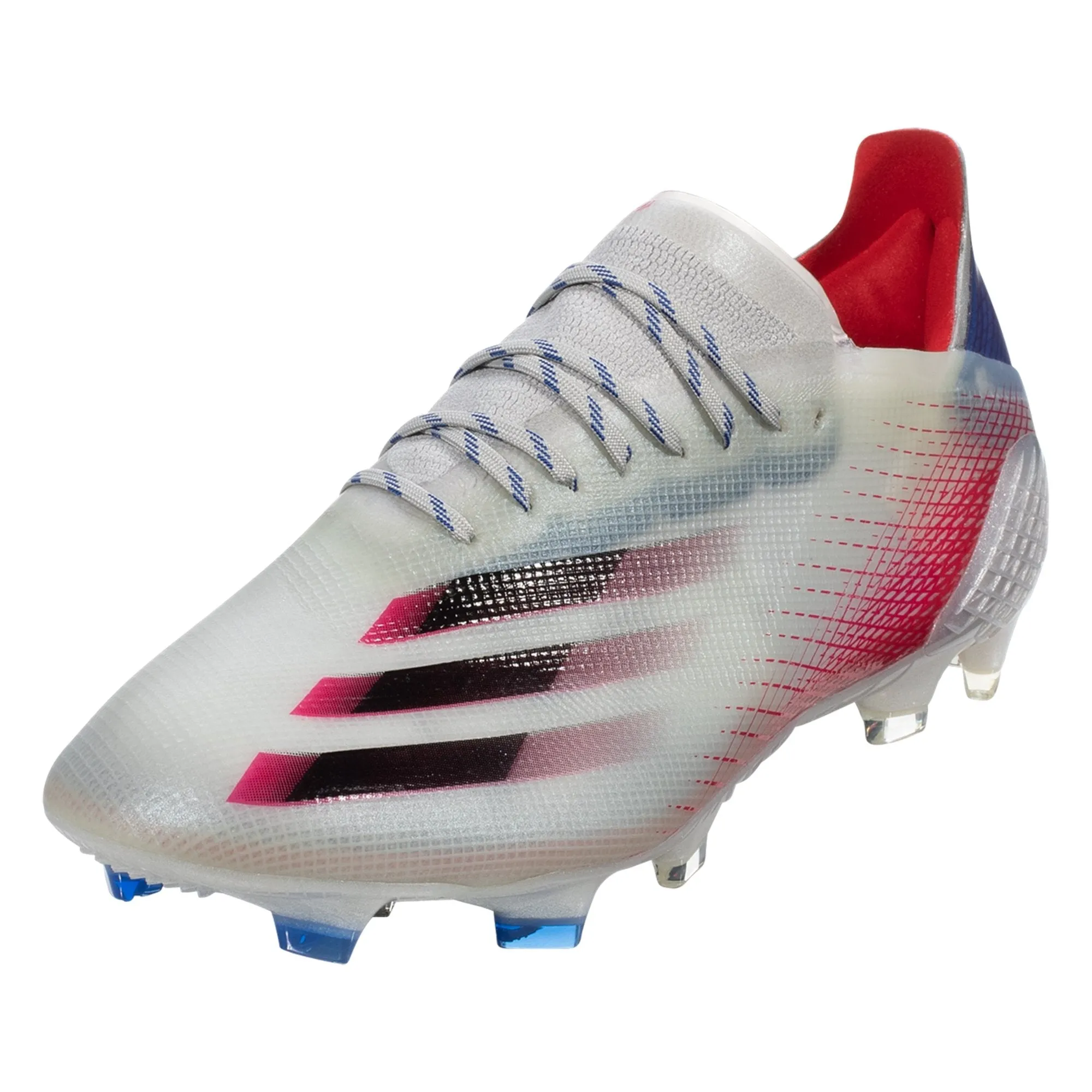 adidas X Ghosted .1 Firm Ground Cleats - Silver Metallic/Core Black/Scarlet