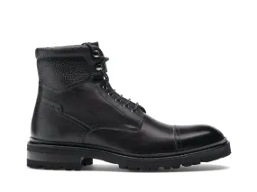 Black Leather Travis Chunky Hiking Toe Cap Derby Boots - Hiking and Trekking Boots