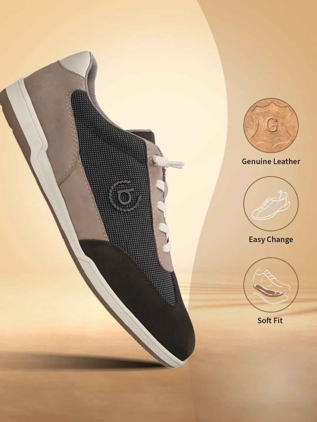 bugatti Brown & Taupe Suede Sneakers