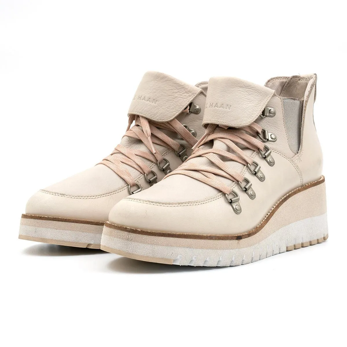 Cole Haan Zerogrand Wedge Ankle Boots Leather White Colour For Women