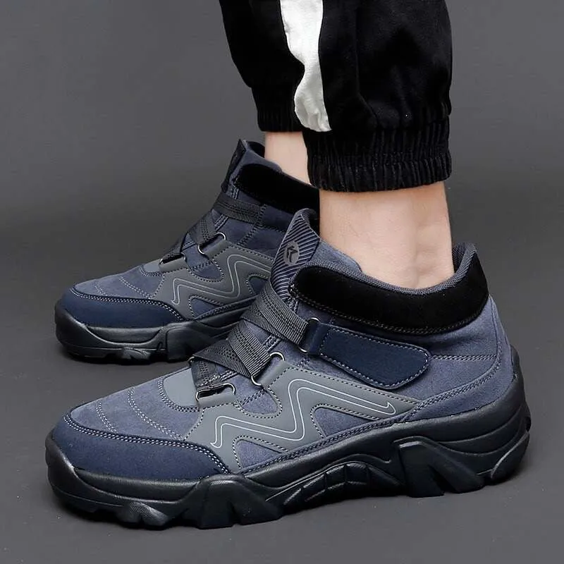 Cuzcare Orthopedic Shoes For Men Anti-puncture Velcro Hiking Sneakers Rubber Soft Suede
