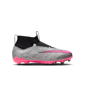 Nike Air Zoom Mercurial Superfly 9 Junior Pro XXV FG Firm Ground Soccer Cleat - Silver/Pink/Black/Yellow