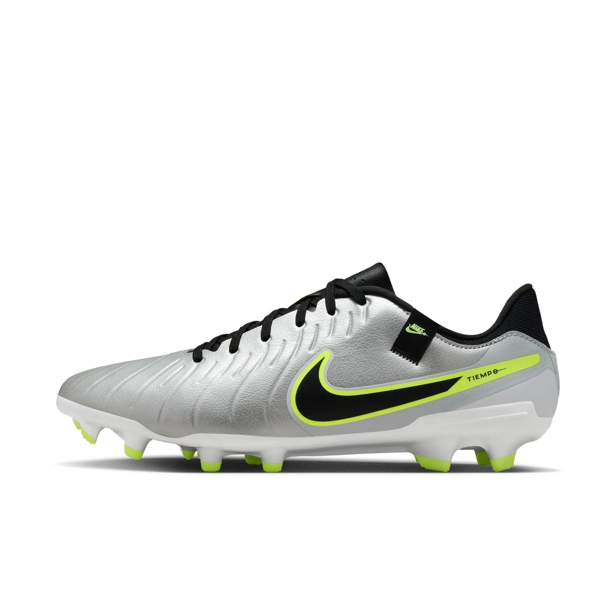 Nike Tiempo Legend 10 Academy MG Multi Ground Soccer Shoes - Metallic Silver / Black Volt