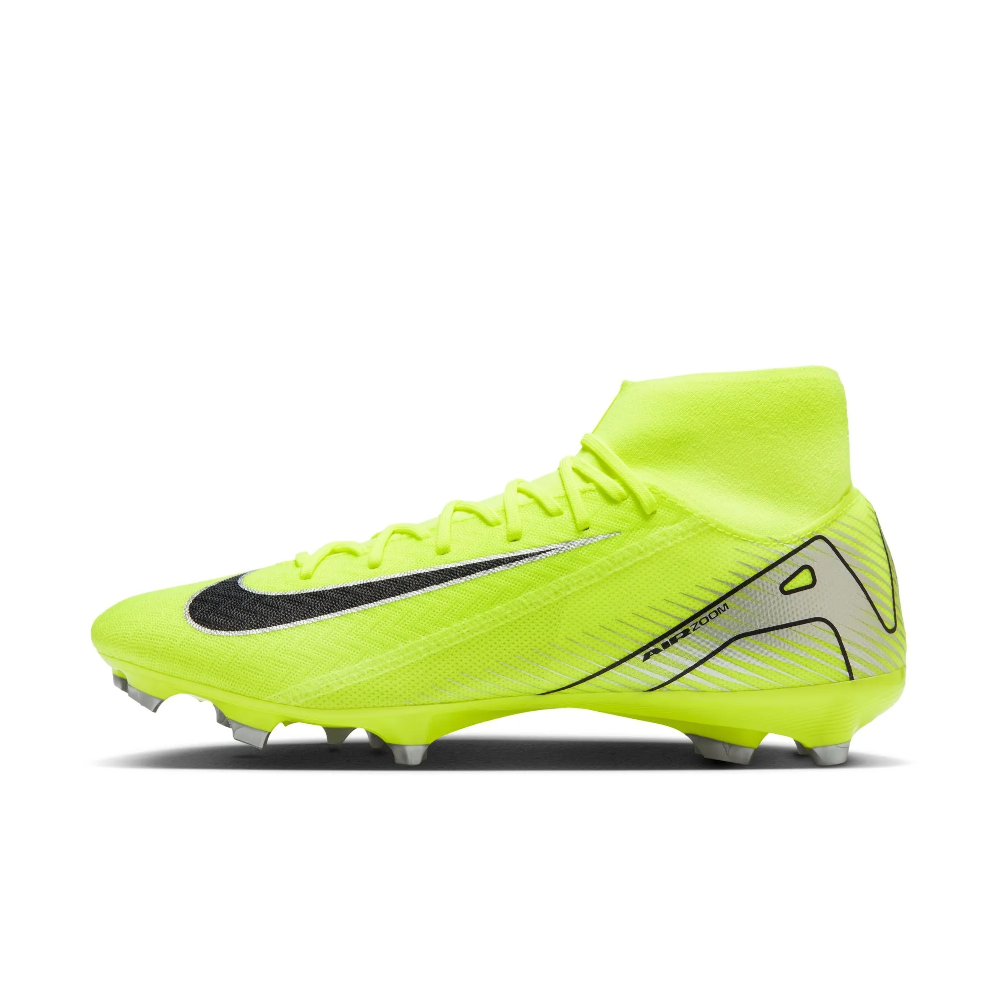 Nike Zoom Superfly Academy FG/MG Firm Ground Soccer Shoes - Metallic Silver/Volt Black