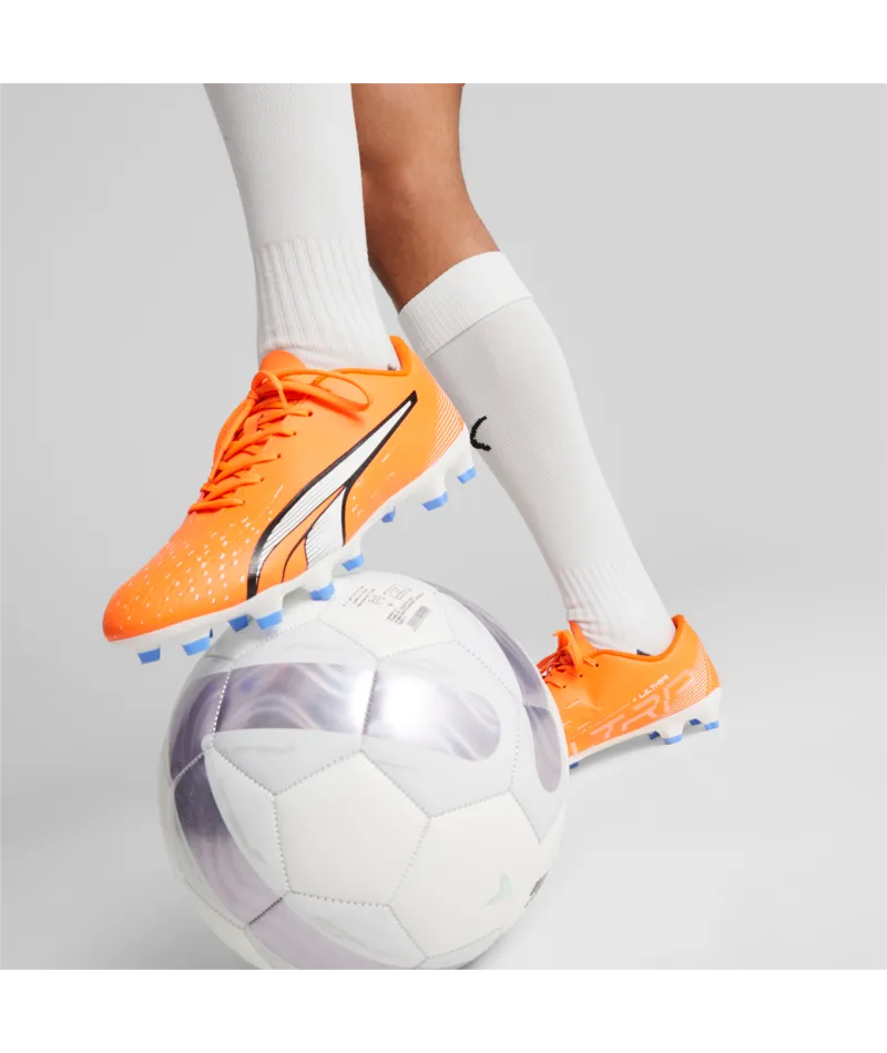 Puma Ultra Play Soccer Cleats 107224 01  ULTRA ORANGE-PUMA WHITE-BLUE GLIMMER