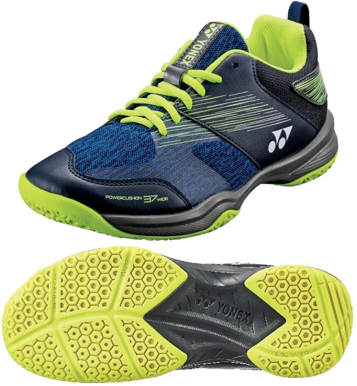 Yonex Power Cushion 37 Mens Badminton Shoes - Navy Blue / Yellow